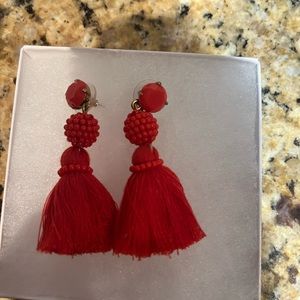J Crew Red Fringe Earrings - perfect condition